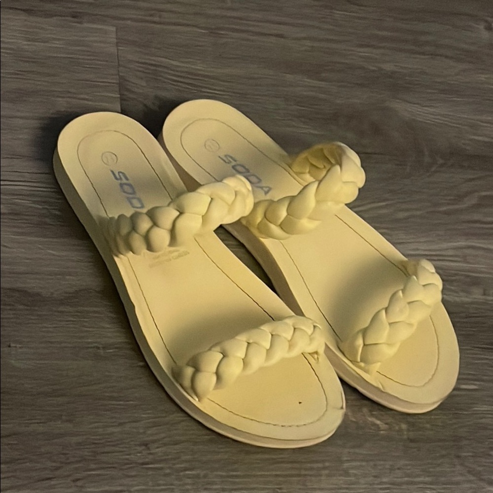 7.5 Soda Yellow Braided Sandals